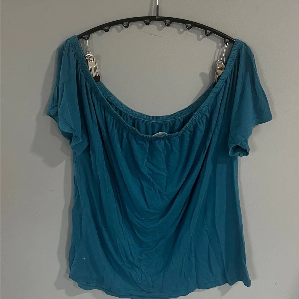 Old Navy Teal Off The Shoulder Blouse Large - Picture 4 of 4